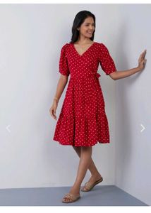 Red Polka Dot Wrap Dress