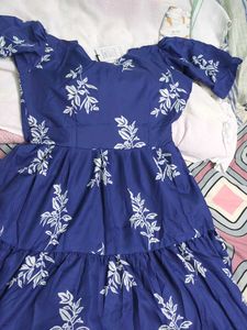 Blue Floral Tiered Dress
