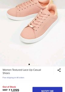 Blush Pink Textured Casual Sneakers