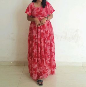 One Piece Red Printed Dress | Casual | XXL