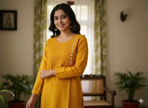 Mustard Yellow Cotton Kurti