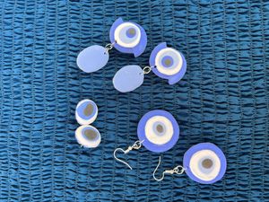 Blue Evil Eye Clay Earrings