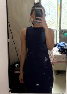 Navy Ribbed Bodycon Dress