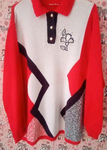 Red and white top