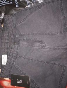 Grey Wash Wide Leg Cargo Jeans