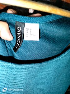 H&amp;M Peplum Dress Eur-42 Dark Sea Green