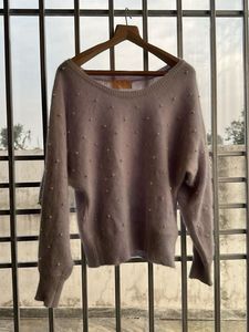 Pearl Embellished Knit Sweater