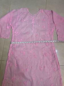 Pink applique work Kurta with inner