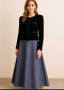 Elegant Blue Satin Skirt