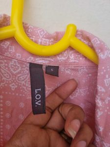 Pink Patterned Button-Up Shirt