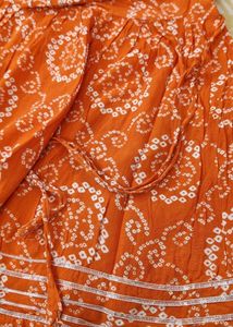 Orange Bandhani Print Kurti