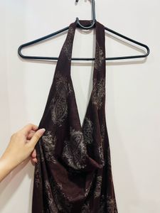 Brown Cowl Neck Beautiful Dress