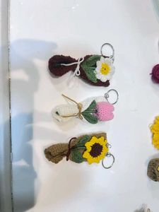 Crochet Flower Bouquet Keychain