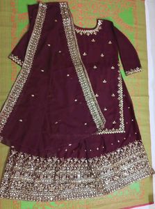 💥 🆕️ Semi-Stitched Maroon Lehenga