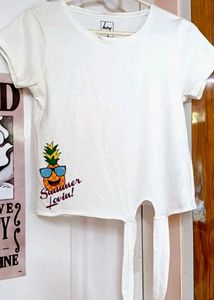 (🎉Freebies Included 🎉)Cute Off White Crop Top
