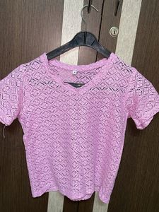 Pink Knit Top &amp; Tee Set