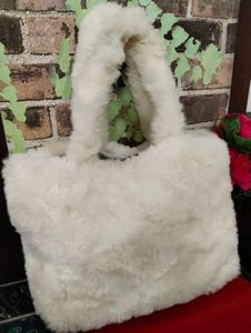 Fluffy White Handbag Spacious Unused