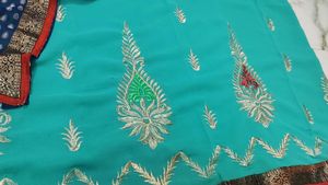 Elegant Teal &amp; Navy Saree