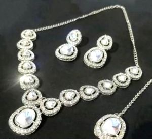 Elegant Silver Stone Necklace Set