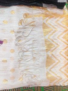 Elegant White & Gold Polka Dot Scarf