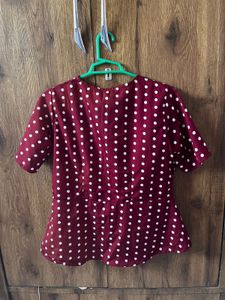 Polka Dots Beautiful Maroon Top
