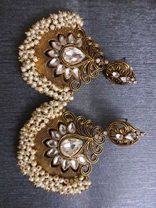 Elegant Pearl & Stone Earrings