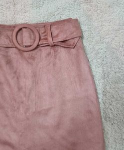 Light Pink Belted A-Line Skirt