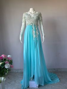 Heavy beaded blue flowy gown