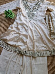 Cream Embroidered Salwar Suit