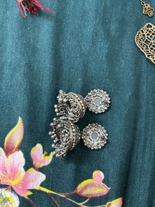 Silver Jhumka Earrings