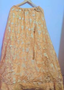 Navy Blue Top &amp; Golden Skirt Set Without Dupatta