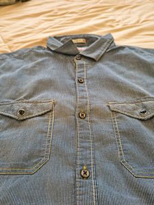 Goofy Casuals Men&#39;s Slim Fit Striped Denim Shirt