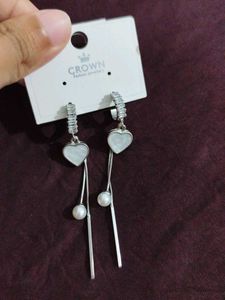 Crown Heart Dangle Earrings