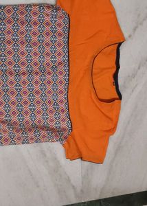 Pure cotton straight A-line kurti by Sangria.