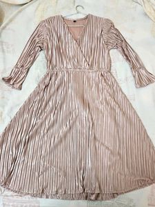 Rose Gold Pleated Midi Dress