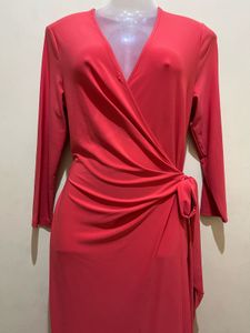 Peach Wrap Designer Dress
