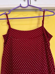 Maroon Polka Dot Stripped Top