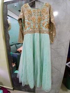 Elegant Mint & Gold Embellished Dress