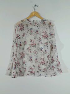 Off White Printed Top For Women's
