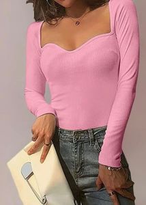 Pink Ribbed Sweetheart Top