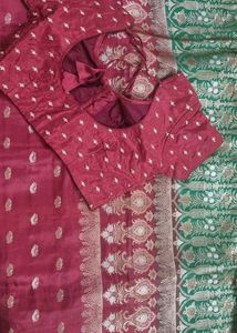 Elegant Green &amp; Red Saree