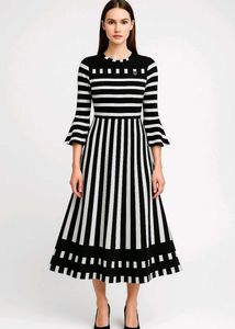 Striped Fit & Flare Dress