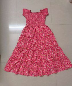 Pink Smocked Floral Dress