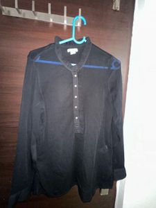 Chic Black Georgette Ruffle Neck Top