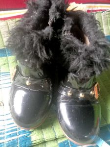 Black Furry Accent Boots show for girls