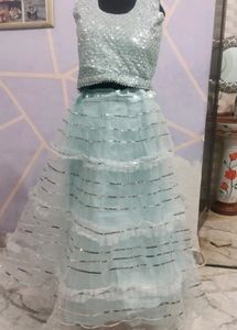 Beautiful Sky Blue Lehenga Choli With Dupatta