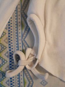 White Crop Top With Side Tie-ups