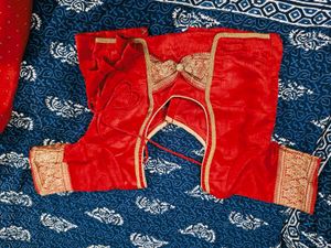 Red &amp; Gold Saree with Blouse