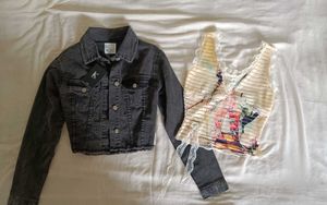Denim Jacket &amp; Lace Tank Set