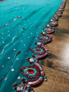 HEAVY HANDWORK LEHANGA TYPE READY TO WEAR SAREE